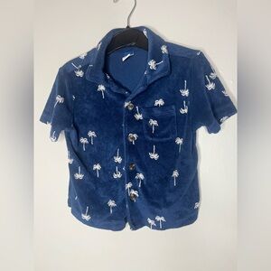 Old Navy Blue Button Up Palm Tree Print Boys Size 2T